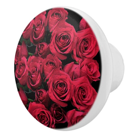 Bouton De Porte En Céramique Fleurs rouges en céramique Knob (Droite)