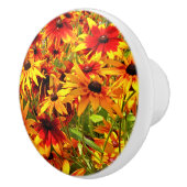 BOUTON DE PORTE EN CÉRAMIQUE FLEURS RUDBECKIA (Droite)