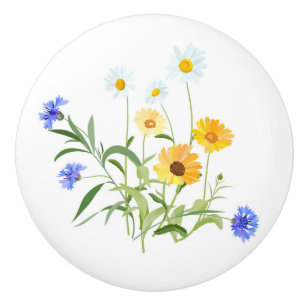Bouton De Porte En Céramique Fleurs sauvages