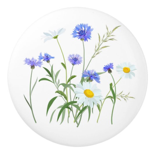 BOUTON DE PORTE EN CÉRAMIQUE FLEURS SAUVAGES 2 (Devant)