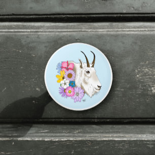 Bouton De Porte En Céramique Fleurs sauvages chèvre de montagne blanche nature