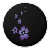 Bouton De Porte En Céramique Fleurs violettes (Devant)
