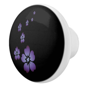 Bouton De Porte En Céramique Fleurs violettes