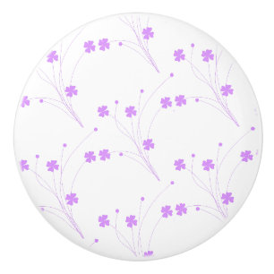 Bouton De Porte En Céramique Fleurs violettes Lilac, Petite Impression Florale