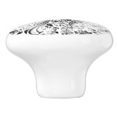 Bouton De Porte En Céramique Floral blanc (Côté)