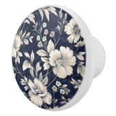 Bouton De Porte En Céramique Floral en bleu (Droite)