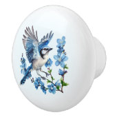 Bouton De Porte En Céramique Floral Jay bleu (Droite)