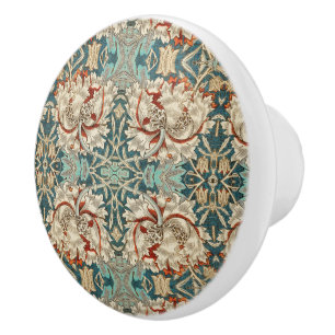 Bouton De Porte En Céramique Floral Turquoise Orange élégant Vintage Motif