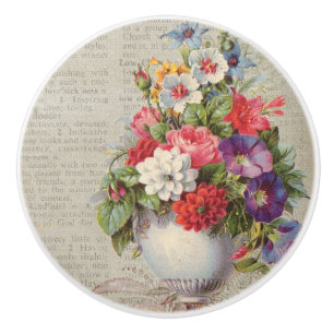 Bouton De Porte En Céramique Floral victorien