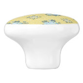 Bouton De Porte En Céramique Flore bleu et jaune (Côté)