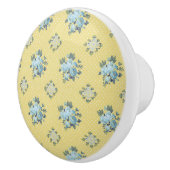 Bouton De Porte En Céramique Flore bleu et jaune (Droite)