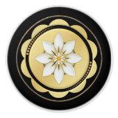 Bouton De Porte En Céramique Flore or noir simple et élégant (Devant)