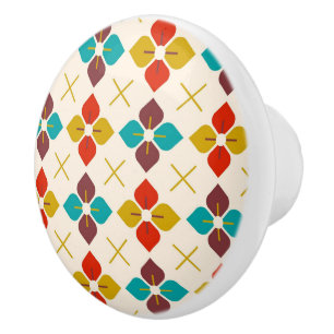 Bouton De Porte En Céramique Flore rétro
