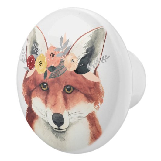 Bouton De Porte En Céramique Flower Crown Forester Fox (Droite)