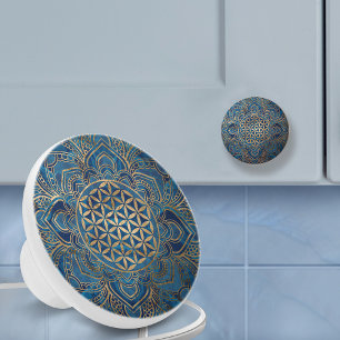 Bouton De Porte En Céramique Flower of Life in Lotus