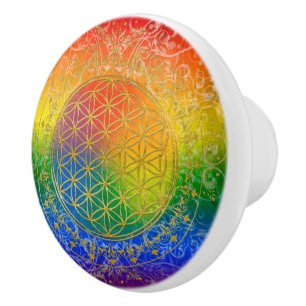 Bouton De Porte En Céramique Flower Of Life - Ornement arc-en-ciel + vos idées