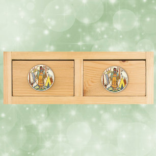 Bouton De Porte En Céramique Forêt du village de femmes amérindiennes vintages