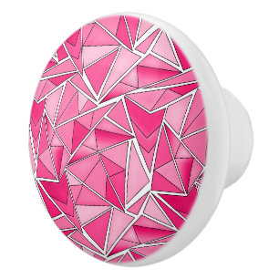 Bouton De Porte En Céramique Formes géométriques rose et cramoisi motif moderne