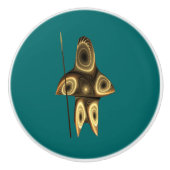 Bouton De Porte En Céramique Fractal Inuit Hunter (Devant)