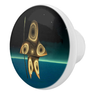 Bouton De Porte En Céramique Fractal Inuit Hunter