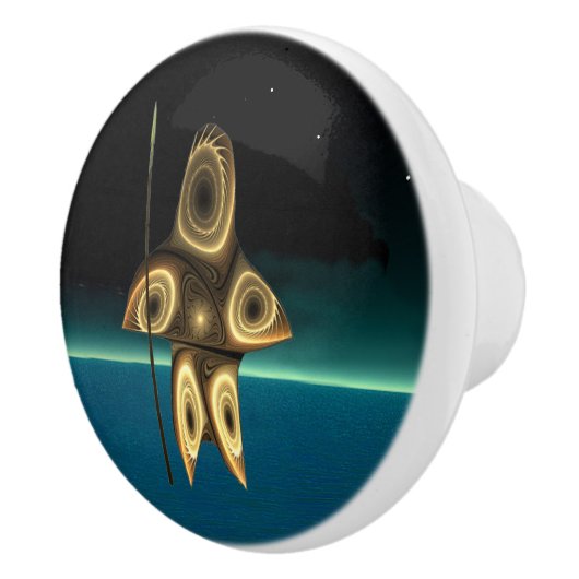 Bouton De Porte En Céramique Fractal Inuit Hunter (Droite)