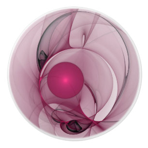 Bouton De Porte En Céramique Fractale Balançant, Art Abstrait Moderne Rose de B