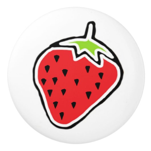 Bouton De Porte En Céramique Fraise (Devant)