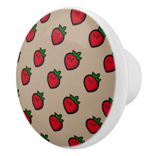 Bouton De Porte En Céramique Fraises de Cartoon Rouge mignonne pour les végét