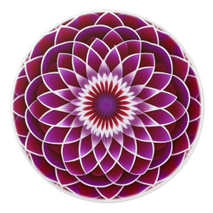 Bouton De Porte En Céramique Framboise et dahlia pourpre