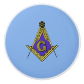 Bouton De Porte En Céramique Franc-maçon (bleu) (Devant)
