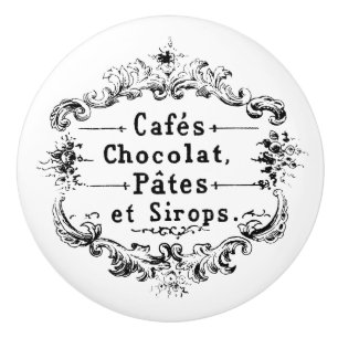 Bouton De Porte En Céramique Français vintage de Sirops de pâtés de Chocolat