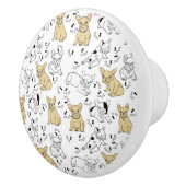 Bouton De Porte En Céramique Frenchie aime les os (Droite)