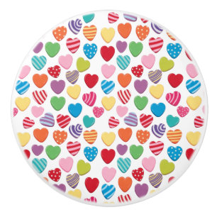 Bouton De Porte En Céramique friandises colorées motif de coeur de la Saint-Val