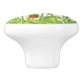 Bouton De Porte En Céramique Frontière horizontale avec le pavot rouge (Côté)