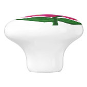 Bouton De Porte En Céramique Fuchsia Floral jaune (Côté)