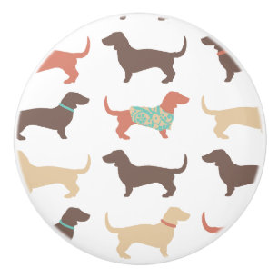 Bouton De Porte En Céramique Fun Dachshund Chien Motif