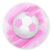 Bouton De Porte En Céramique Fun Girl Bright Pink Black Soccer Ball (Devant)