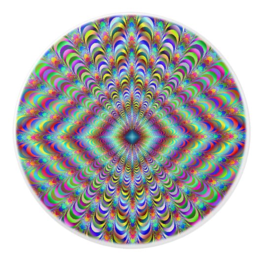 Bouton De Porte En Céramique Funky Arc-en-ciel Fractal Drawer Knower (Devant)