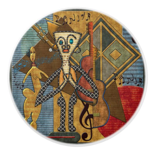 Bouton De Porte En Céramique Funky Hot Jazz (Devant)