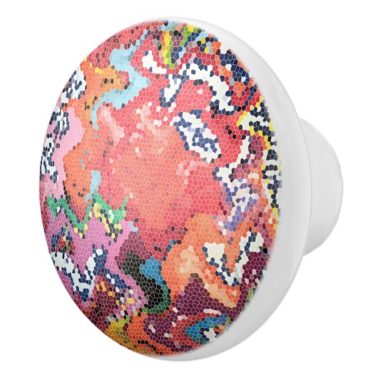 Bouton De Porte En Céramique Funky Pink Pastels Abstrait (Droite)