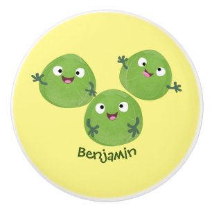 Bouton De Porte En Céramique Funny Brussels sprouts légumes caricature
