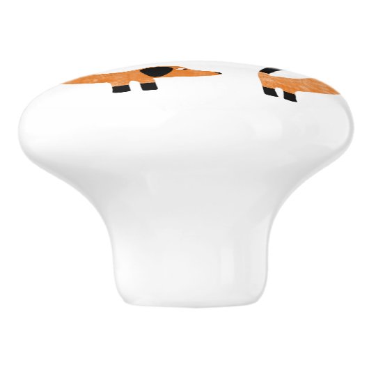 Bouton De Porte En Céramique Funny Dachshund Saucisse Chien Monogramme (Côté)