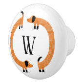 Bouton De Porte En Céramique Funny Dachshund Saucisse Chien Monogramme (Droite)