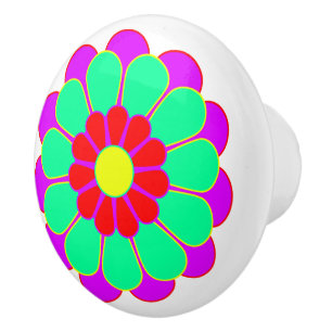 Bouton De Porte En Céramique Funny Flower Power Bloom I + votre backgr. & idée