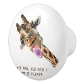 Bouton De Porte En Céramique Funny Giraffe Ceramic Knowle Smile - Texte personn (Droite)