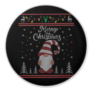 Bouton De Porte En Céramique Funny Gnome Joyeux Noël