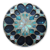 Bouton De Porte En Céramique Galaxy perle hiver inspirée bleu turquoise blanc (Devant)