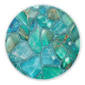 Bouton De Porte En Céramique Galets aquamarins (Devant)