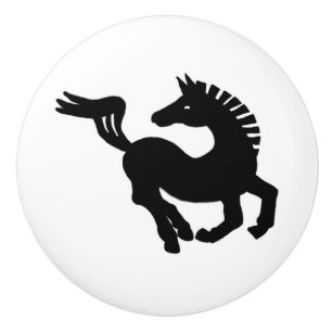 Bouton De Porte En Céramique Galoping à cheval noir