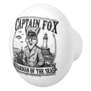 Bouton De Porte En Céramique Gardien des Mers Capitaine Renard Dessin Nautical